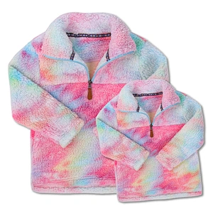 Wholesale Sherpa coat Tie dye Polyester Thick Fleece Sherpa Pullover for Women & Girls