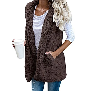 Winter Warm Vest Women Hoodie Casual Coat Faux Fur Sherpa Jacket