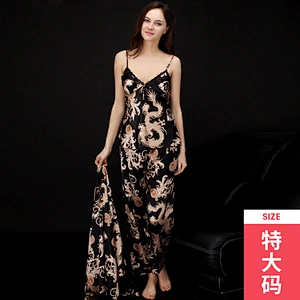 2021 New Arrivel Couple Pajamas Satin Slik Pajamas Dress 3 piece Plus Size Vest Summer Robe Dress