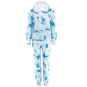 2021Amazon hot style Women Pajamas Set  autumn winter  fashion tie-dyed  casual headset for homewear