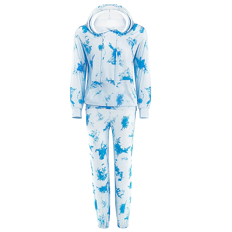 2021Amazon hot style Women Pajamas Set  autumn winter  fashion tie-dyed  casual headset for homewear