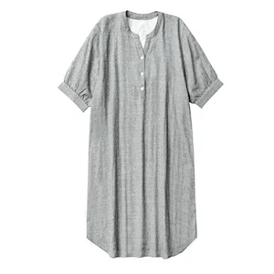 2021 new cotton women's thin pyjamas long dress Casual Comfortable blouse with short sleeves