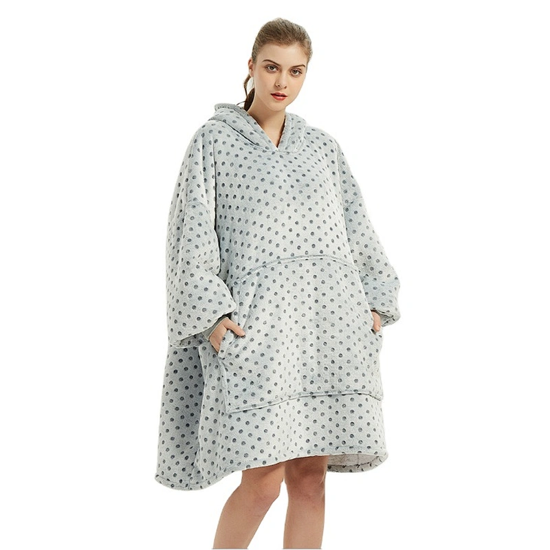 Amazon Hot Selling Comfy Soft Sweatshirt Blanket Oversize Hoodie Sherpa Fleece TV Blanket with Kangaroo Pocket