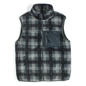 Mens Winter Warm Front Pocket Teddy Waistcoat Welding Line Full Zip Sleeveless Sherpa Fleece Vest