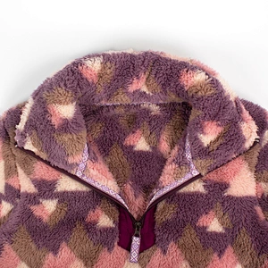 Customized Unique Desgin Quarter Zip Geometric Pattern Asymmetric Sherpa Fleece Pullover