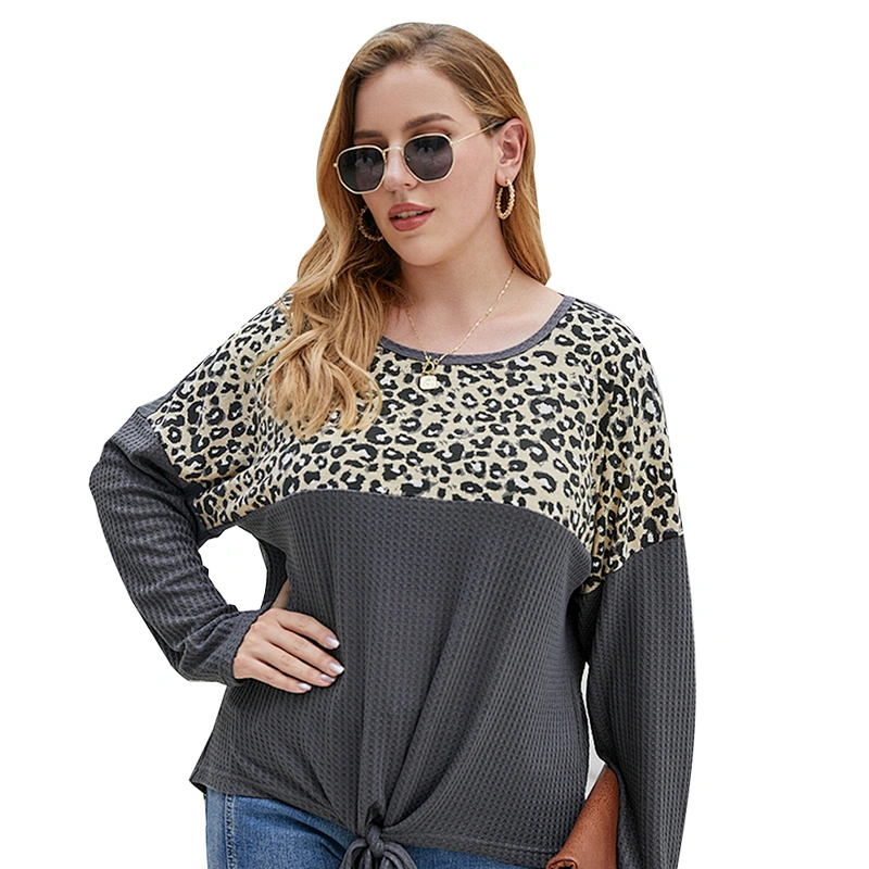 Amazon top seller Women Plus Size Leopard Print Knitwear Sweater Tops Long Sleeve Pullover Shirts