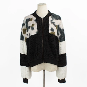 Custom Womens Fuzzy Cow Print Zip-Up Teddy Sherpa Fleece Jacket Pullover