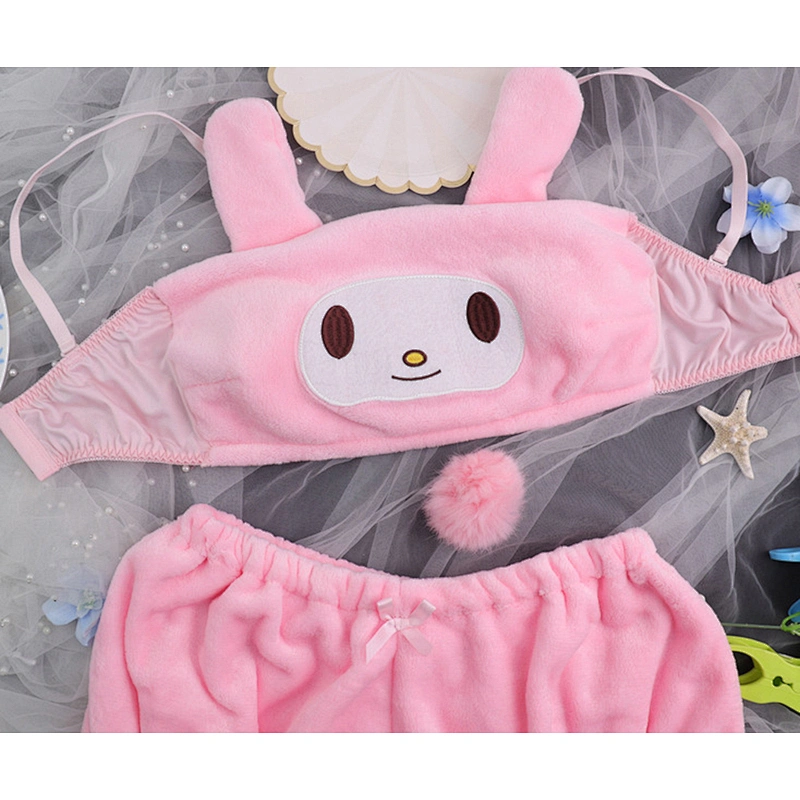 2021 New Puppy Bunny Ears Plush Embroidery Detachable Fuzzy Ball Pajamas Set
