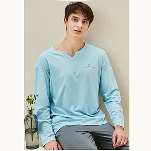 2021 new men pajamas bamboo cotton pajamas casual wear home pajamas set