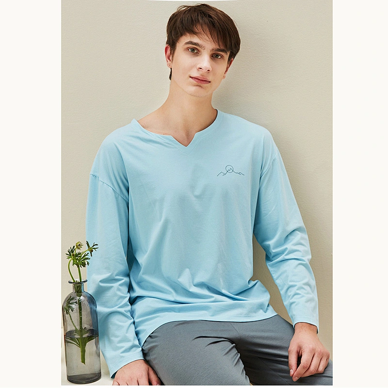 2021 new men pajamas bamboo cotton pajamas casual wear home pajamas set