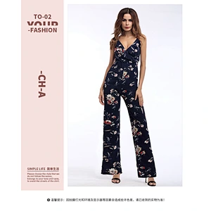 2021 New jumpsuits women chiffon fashion condole belt printing