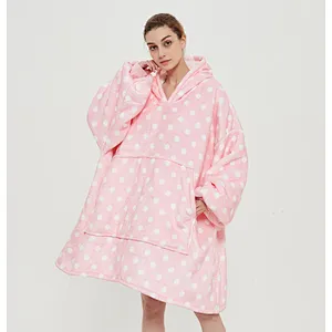 Amazon Hot Selling Comfy Soft Sweatshirt Blanket Oversize Hoodie Sherpa Fleece TV Blanket with Kangaroo Pocket