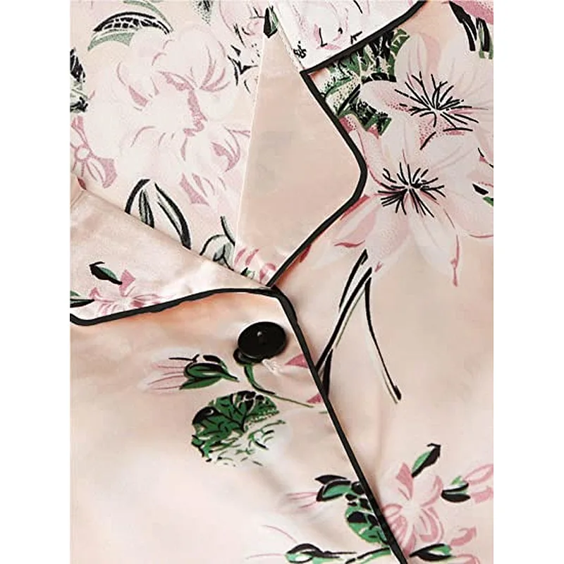 2021 Amazon Women's Pajamas Set 4pcs Satin Silk Cami Top Button Down Loungewear Pjs Set