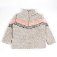 Direct Factory Unisex Winter Warm Teddy Coat Fluffy Quarter Zip Up Patchwork Sherpa Fleece Sweatshirt Pullover