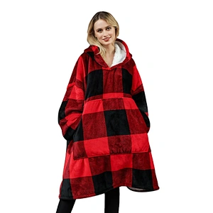 Amazon Hot Selling Comfy Soft Sweatshirt Blanket Oversize Hoodie Sherpa Fleece TV Blanket with Kangaroo Pocket