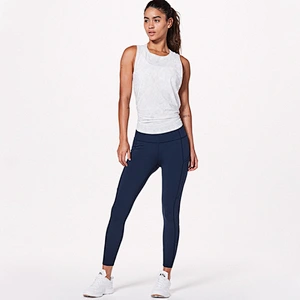 Fashionable Tight Elastic Fitness Yoga Pants Training Height Waist Hip Side Pockets Leggings Splicing Design Yoga Sweatpants