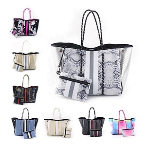 2021 Camo neoprene Bag women hole beach Gym bag large capacity big tote bag with small pouch