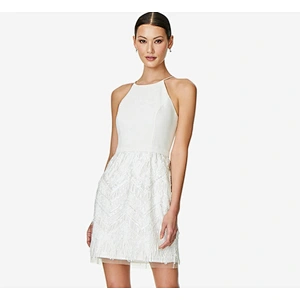 2021 New Arrival 2021 New Arrival Sleeveless Halter Sheath Dress With Fringe Skirt In Ivory Silver CLUB DRESSParty Dress Club Dr