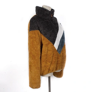 YIWU Factory Direct Wool Hoodies Zip Up Colorblcok Sherpa Fleece Sweatershirt Pullover