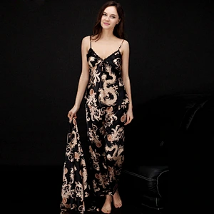 2021 New Arrivel Couple Pajamas Satin Slik Pajamas Dress 3 piece Plus Size Vest Summer Robe Dress