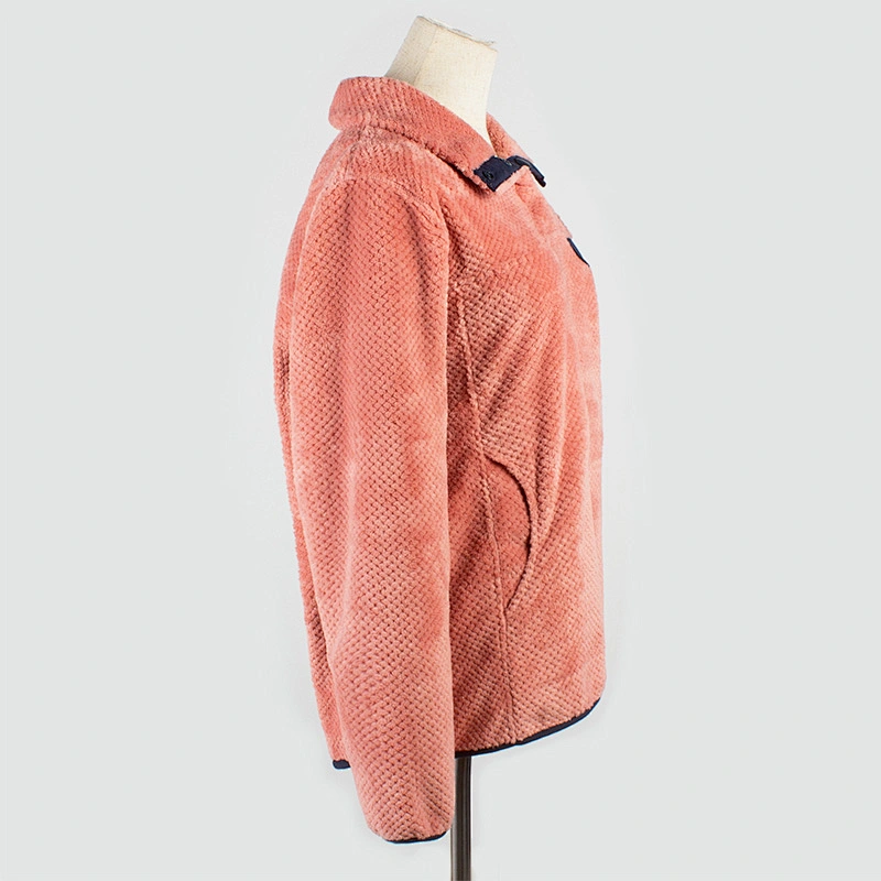 Womens Kangaroo Pocket Turn Down Collar Pineapple Pattern Fire Up Sherpa Fleece Pullover
