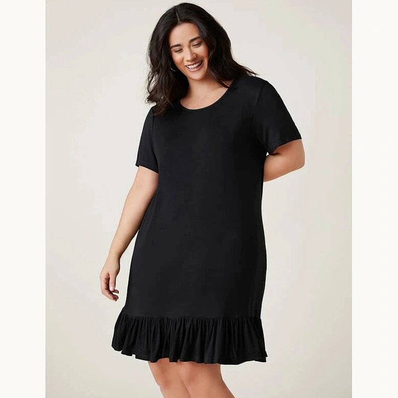 2021 New BASICS Plus Ruffle Hem Smock Dress