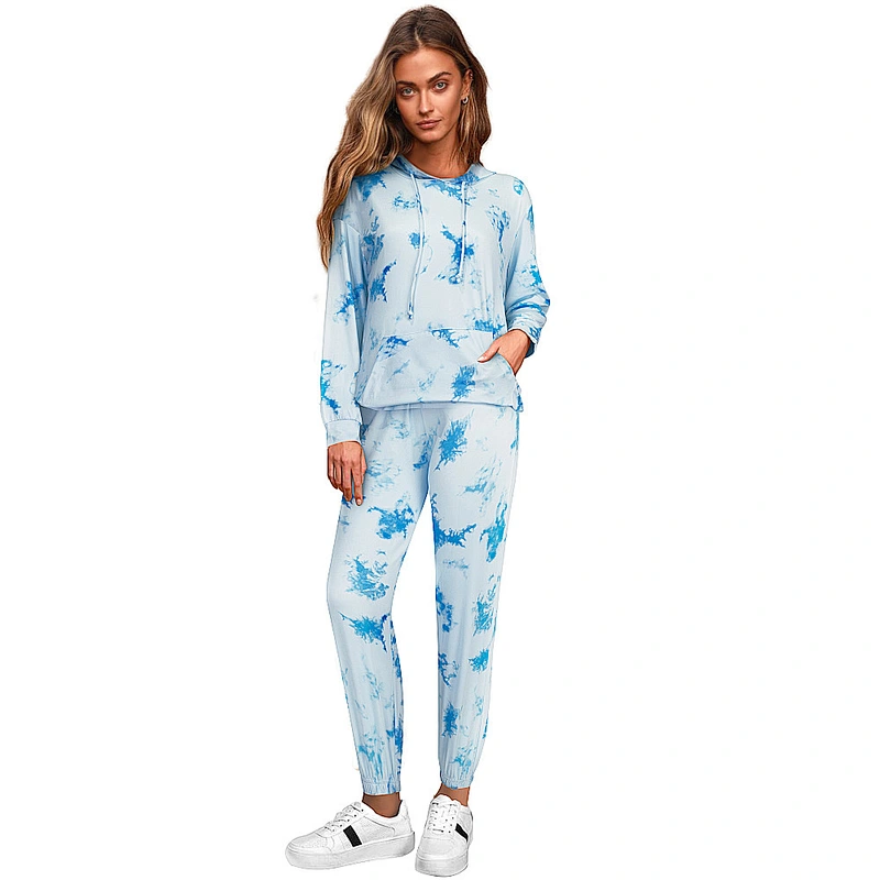 2021Amazon hot style Women Pajamas Set  autumn winter  fashion tie-dyed  casual headset for homewear