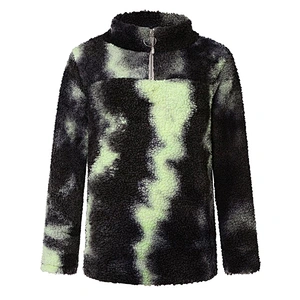 2020 Women's Tie Dye Zipper Sweatshirt Fluffy  Fleece Sherpa pullover Tops Outwear