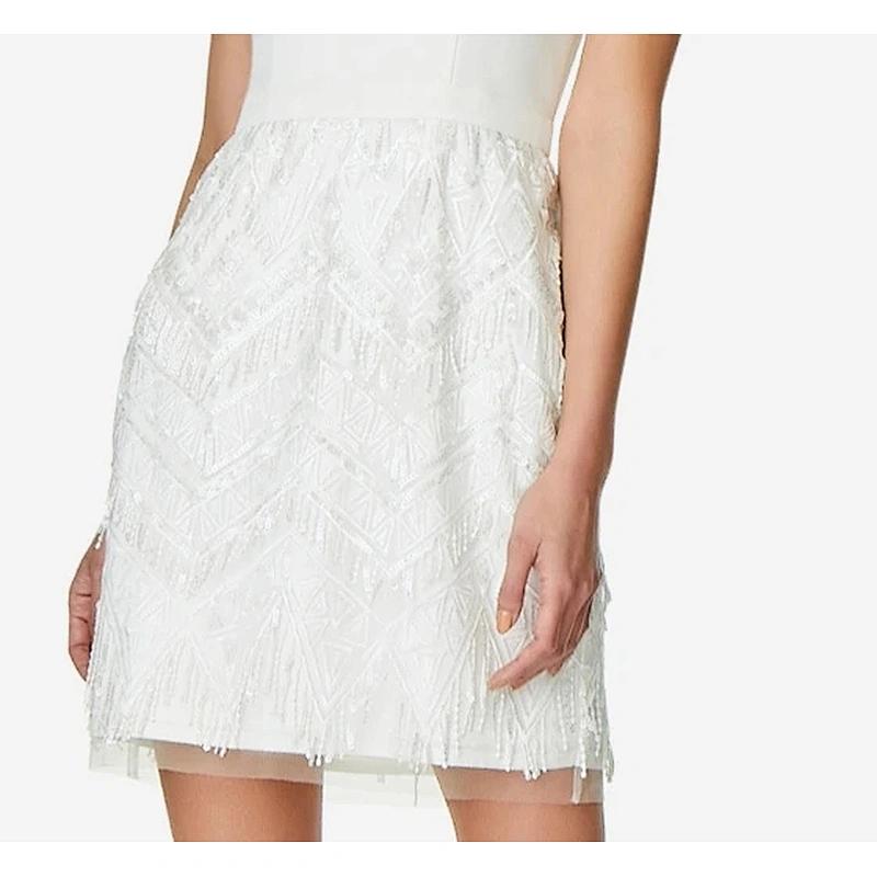 2021 New Arrival 2021 New Arrival Sleeveless Halter Sheath Dress With Fringe Skirt In Ivory Silver CLUB DRESSParty Dress Club Dr