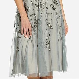 2021 New Arrival HAND-BEADED COCKTAIL DRESS WITH ILLUSION NECKLINE IN FROSTED SAGE EVENING DRESS Party Dress