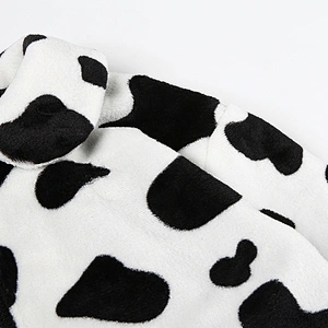 Cow Print Womens Turn-down Collar ZIP-UP Jacket Sherpa Cropped Zip-up Bomber Jacket Pullover