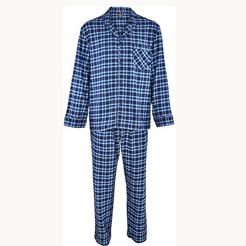 2021 new men pajamas  100% cotton pajamas  flannel plaid pajama  set top and pant set