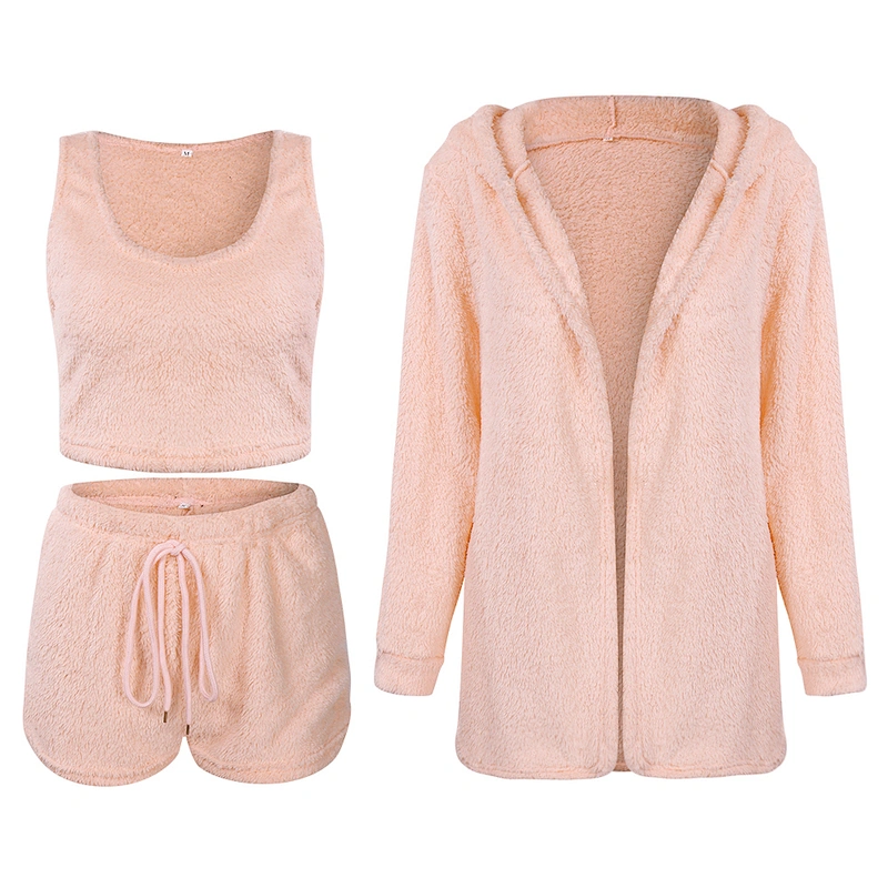 Womens Solid Sherpa Cami Top & Shorts with sherpa pullover 3 in 1 sherpa hoodie pullover