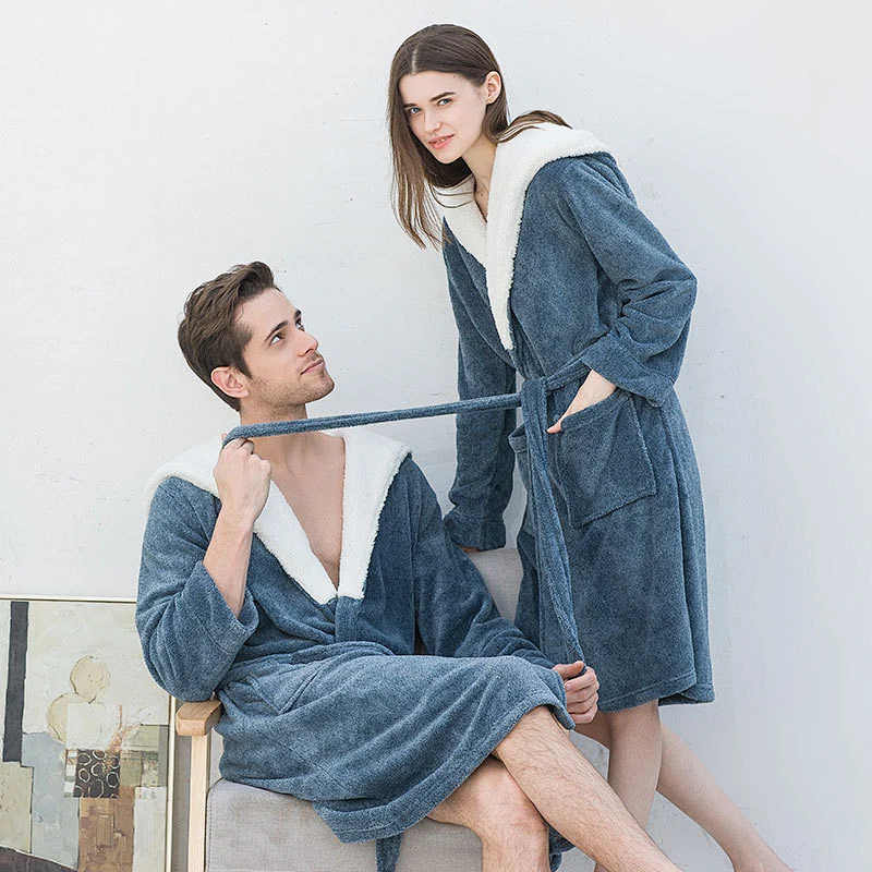 2021 Amazon Women Men Winter Pajamas Set  Warm Flannel Household Lovers  Nighty Couples Sleepwear Suits