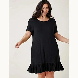 2021 New BASICS Plus Ruffle Hem Smock Dress