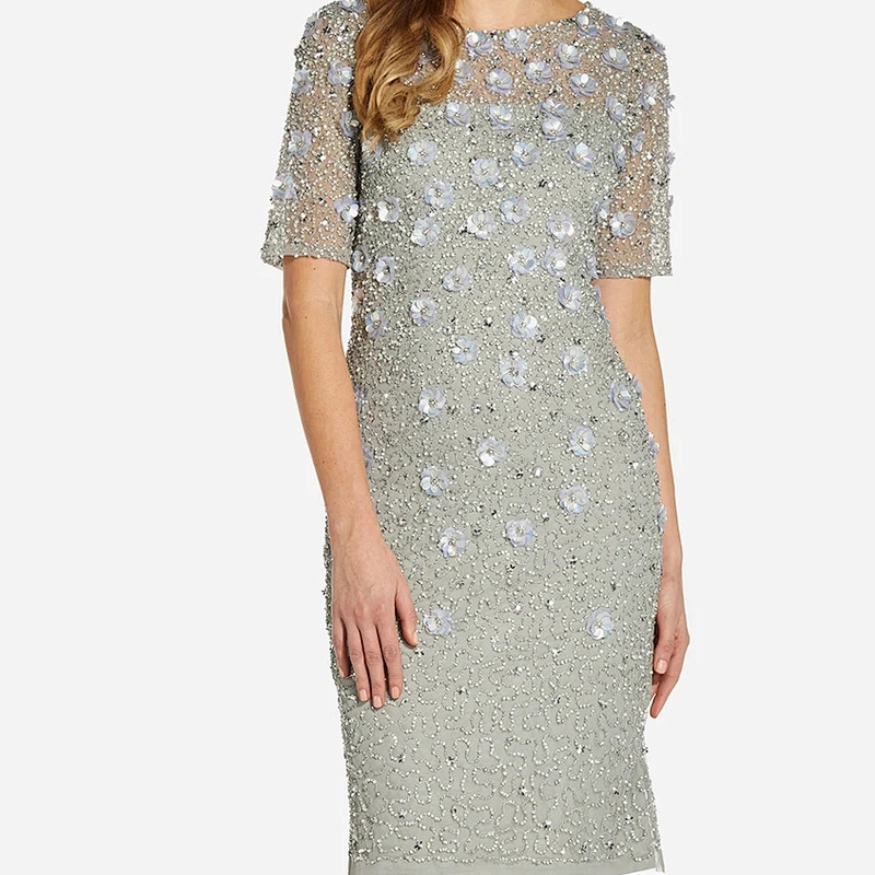 2021 New Arrival Beaded Cocktail Dress In Blue Mist  Ladies Dresses Elegant Evening Dress