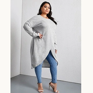 2021 New Plus Wrap Tulip Hem Tee