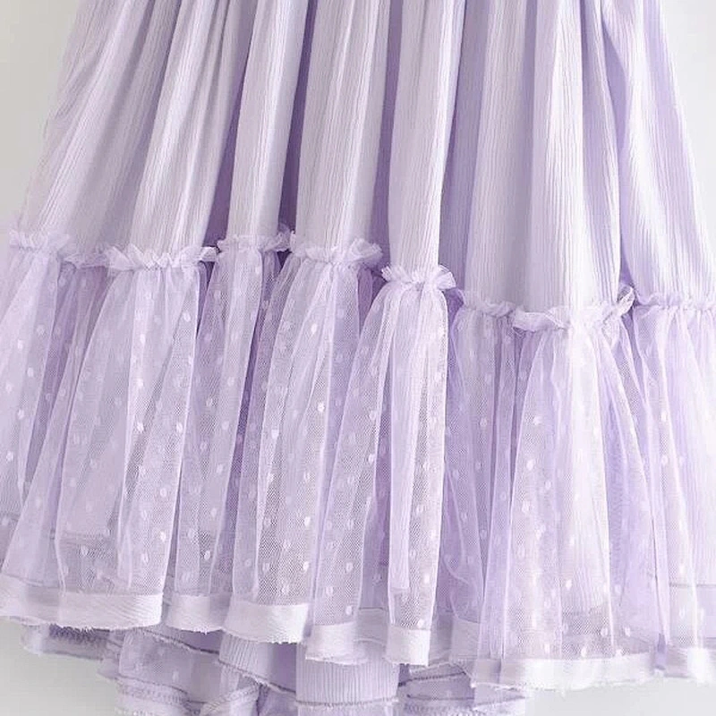 2021 New Arrival Dobby Mesh Self-Tie Ruffled Halter Dress  Scandi Boho Style