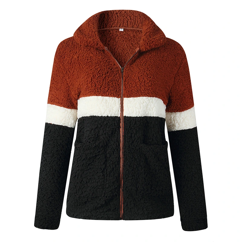 2021 Fall Winter Women's Warm Turn-down Collar Double-breasted Fleece Sherpa Jacket Coat With Pocket