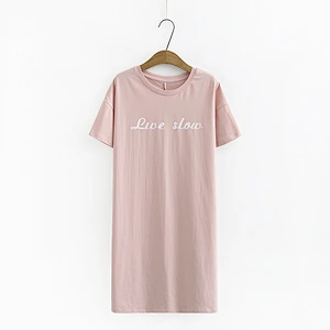 2021cotton women's thin pyjamas night skirt Lingerie Nightdress long dress Casual Comfortable blouse with short sleeves