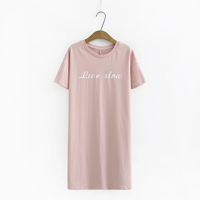 2021cotton women's thin pyjamas night skirt Lingerie Nightdress long dress Casual Comfortable blouse with short sleeves