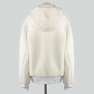 Custom Logo Winter Warm Womens Wool Lamb Teddy Jacket Full Zip Up Hooded Sherpa Fleece Pullover