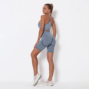 LilyFashion Factory Price seamless knit peach butt lifting yoga shorts sport yoga fitness exercise bra set