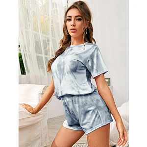 2021 new casual wear tie dye crew neck loungeware set