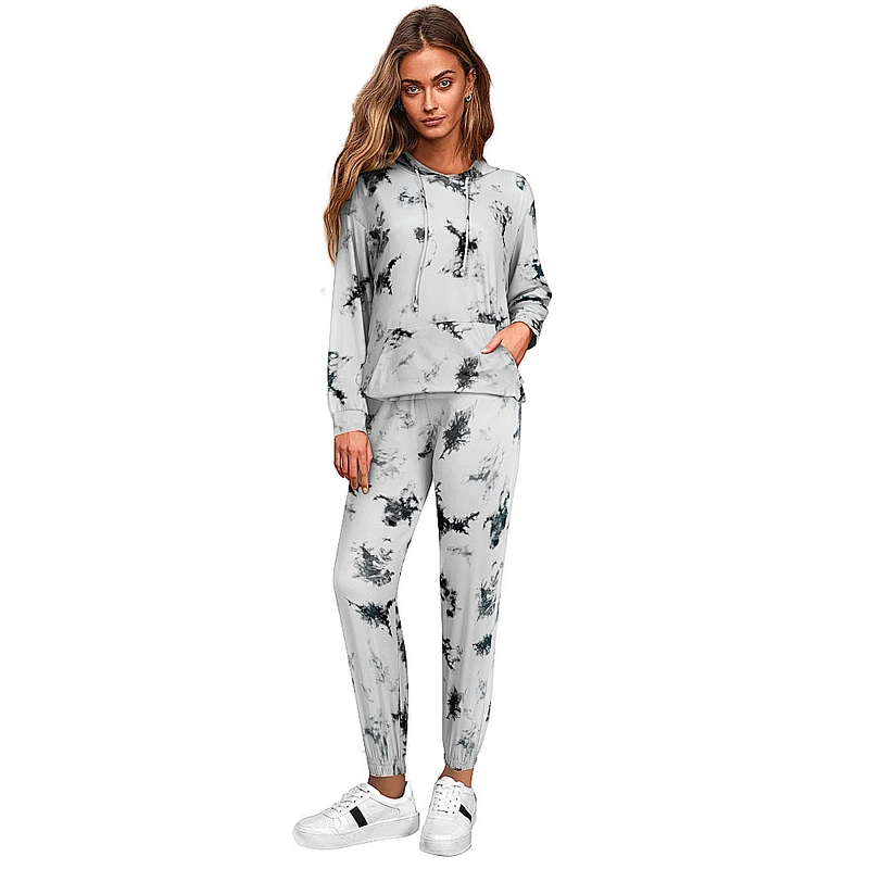 2021Amazon hot style Women Pajamas Set  autumn winter  fashion tie-dyed  casual headset for homewear