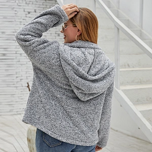 Amazon Hot Womens Fuzzy Plus Size Full Zipper Sherpa Polar Fleece Hoodies Pullover with Kangaroo Pocket