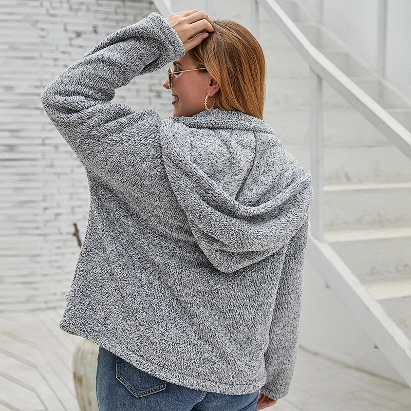 Amazon Hot Womens Fuzzy Plus Size Full Zipper Sherpa Polar Fleece Hoodies Pullover with Kangaroo Pocket