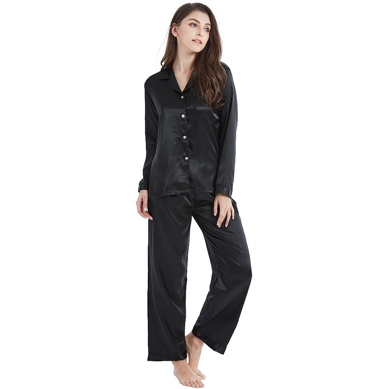 2021Amazon Winter Pajamas Silk Long-Sleeved Pajamas