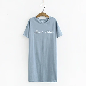 2021cotton women's thin pyjamas night skirt Lingerie Nightdress long dress Casual Comfortable blouse with short sleeves