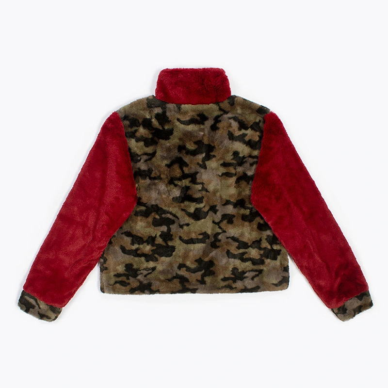Winter Warm Womens Leopard Printing Faux Fur Teddy Coat Button Up Collar Sherpa Fleece Pullover